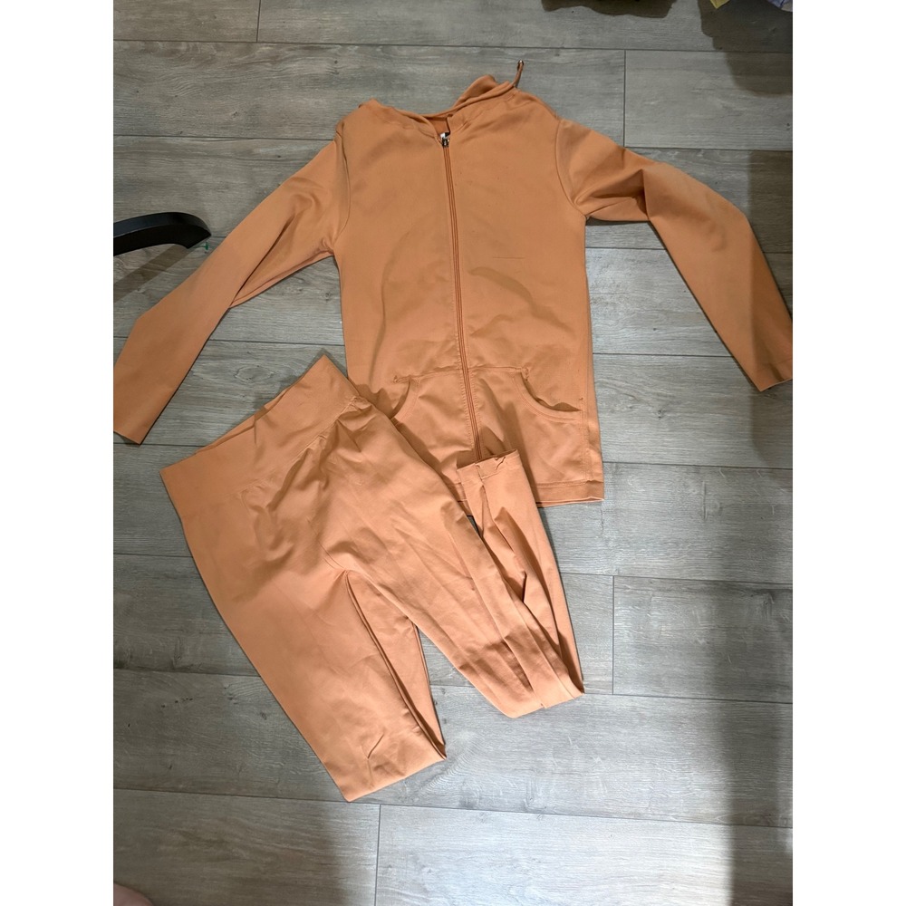 New Mix Womens 2 Piece Activewear Set Zip Hoodie Leggings Burnt Orange OS